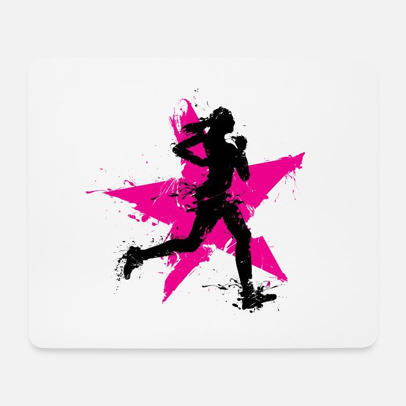 runner female with star - Mouse Pad (horizontal) - white
