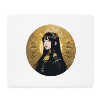 asiatin,gold,kreis,manga,anime,portrait - Mousepad (Querformat) - Weiß - Vorne