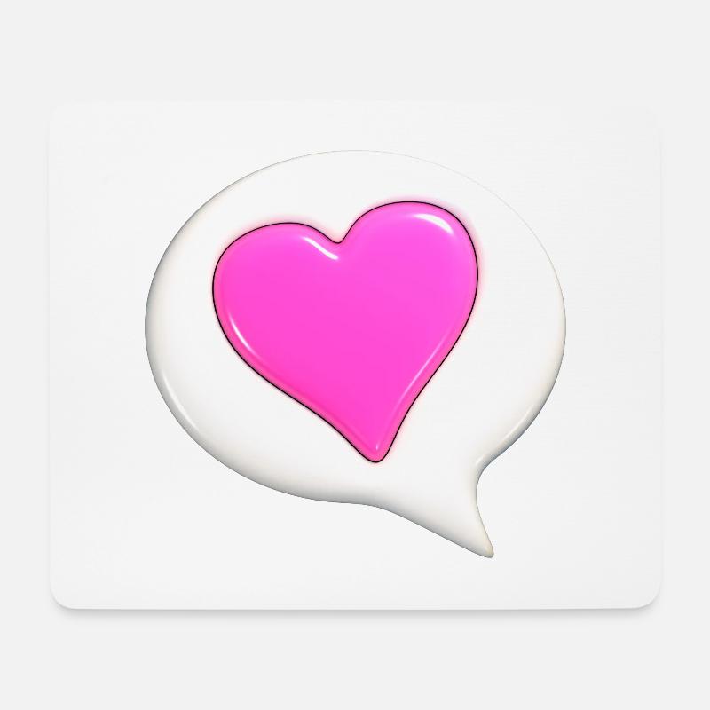 Pink colored heart in white speech bubble - Mouse Pad (horizontal) - white