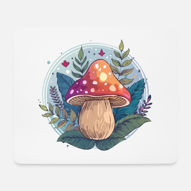 Blumen,fliegenpilz,pilz,wald,illustration - Mousepad (Querformat) - Weiß