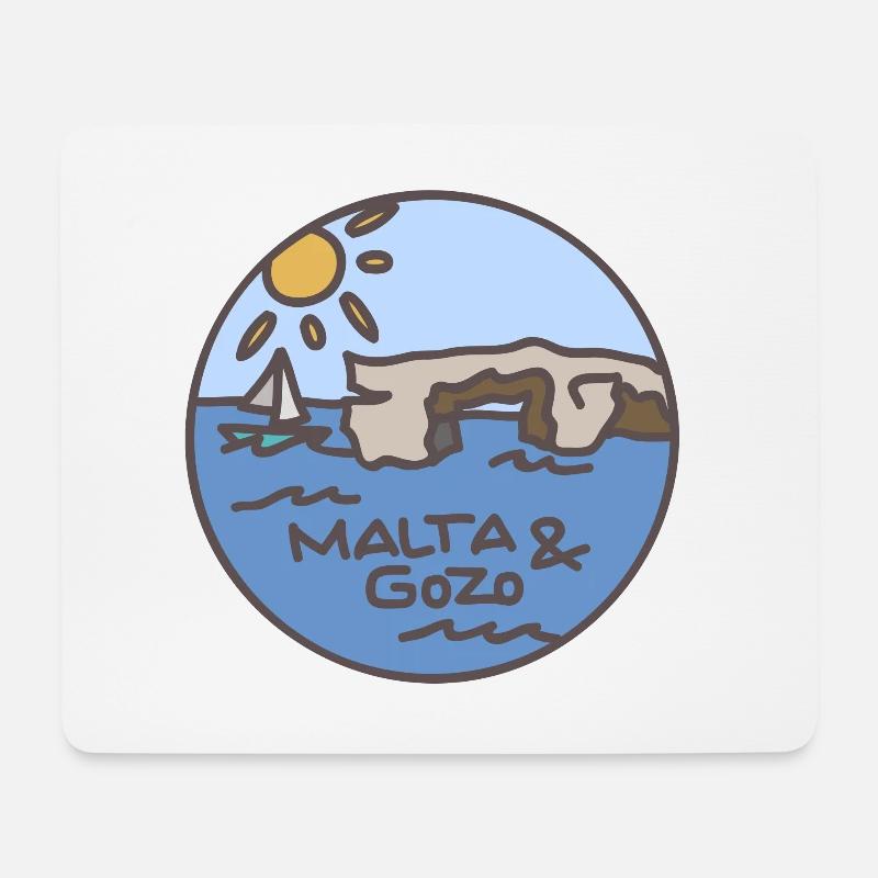 Malte / Gozo Illustration - Tapis de souris (format paysage) - blanc
