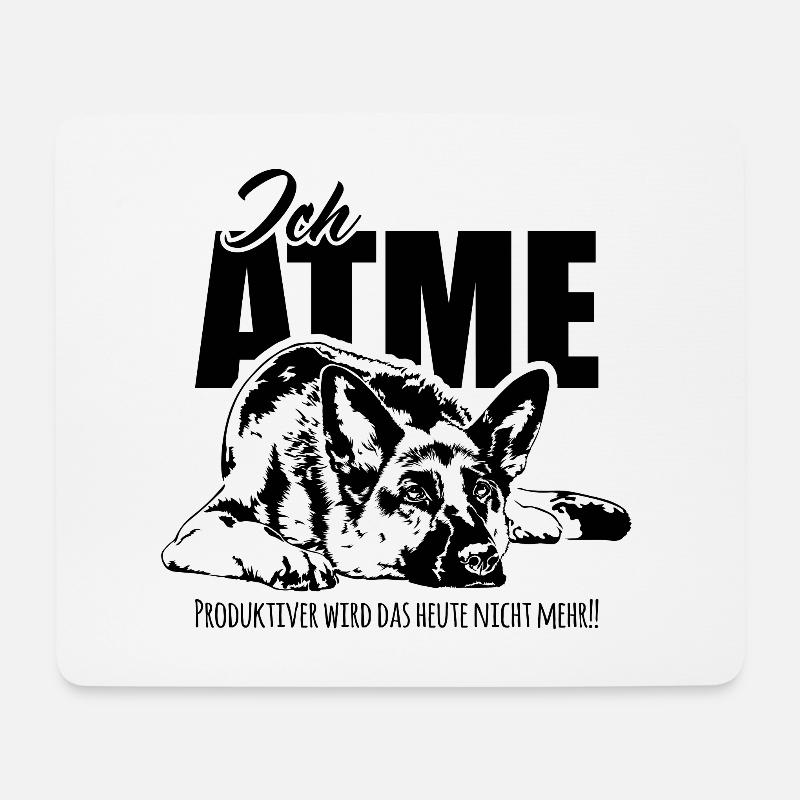 DEUTSCHER SCHÄFERHUND ich atme Spruch Wilsigns - Mousepad (Querformat) - Weiß