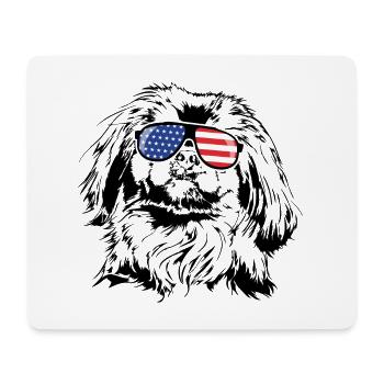 BEIJINGESE America Flag Dogs Wilsigns - Mouse Pad (horizontal) - white - Front