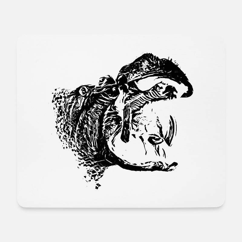 Nilpferd - Mousepad (Querformat) - Weiß