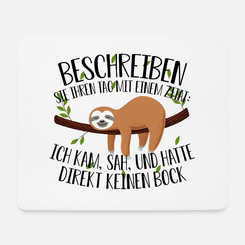 Lustiger Faultier Spruch Couch Sofa kein Bock Funn - Mousepad (Querformat) - Weiß