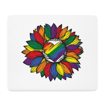 Regenbogen Sonnenblume Pride - Mousepad (Querformat) - Weiß - Vorne