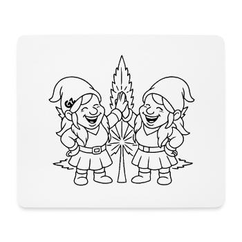 Zwergenfreundinnen mit Cannabisblatt - Mousepad (Querformat) - Weiß - Vorne