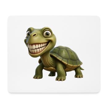Funny Smile Turtle – Happy Shell - Mousepad (Querformat) - Weiß - Vorne