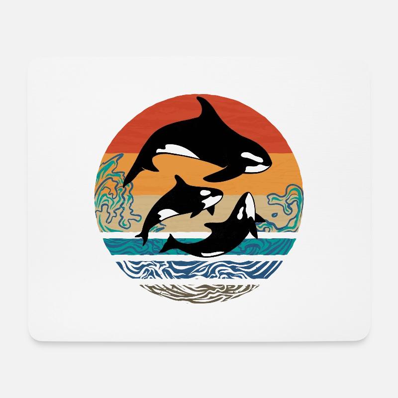 Orca Killerwal Schwertwal Design Retro Vintage - Mousepad (Querformat) - Weiß