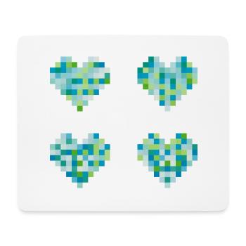 4 Pixel Herzen - neon pastel Farben - blau - grün - Mousepad (Querformat) - Weiß - Vorne
