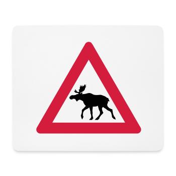 Warning Moose Sign - Mouse Pad (horizontal) - white - Front