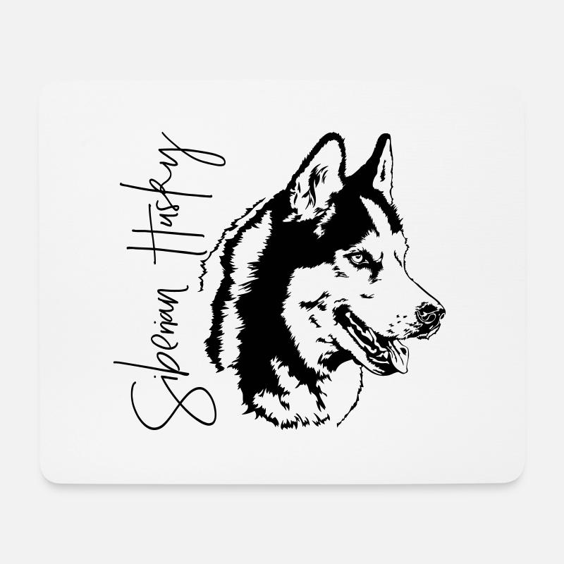 SIBERIAN HUSKY Hundeportrait Hunde Hund Wilsigns - Mousepad (Querformat) - Weiß