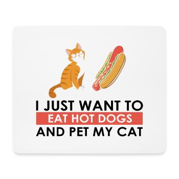 Hot Dog et chats Love Cat Lovers Cadeau - Tapis de souris (format paysage) - blanc - Devant