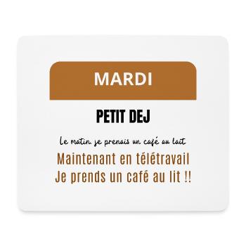 Mardi petit dej - Un café - Tapis de souris (format paysage) - blanc - Devant