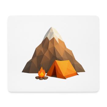 Low-poly mountain camp with tent and fire - Mouse Pad (horizontal) - white - Front