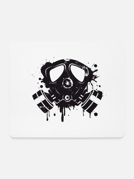 coole Gasmaske als Graffiti Stencil - Mousepad (Querformat) - Weiß