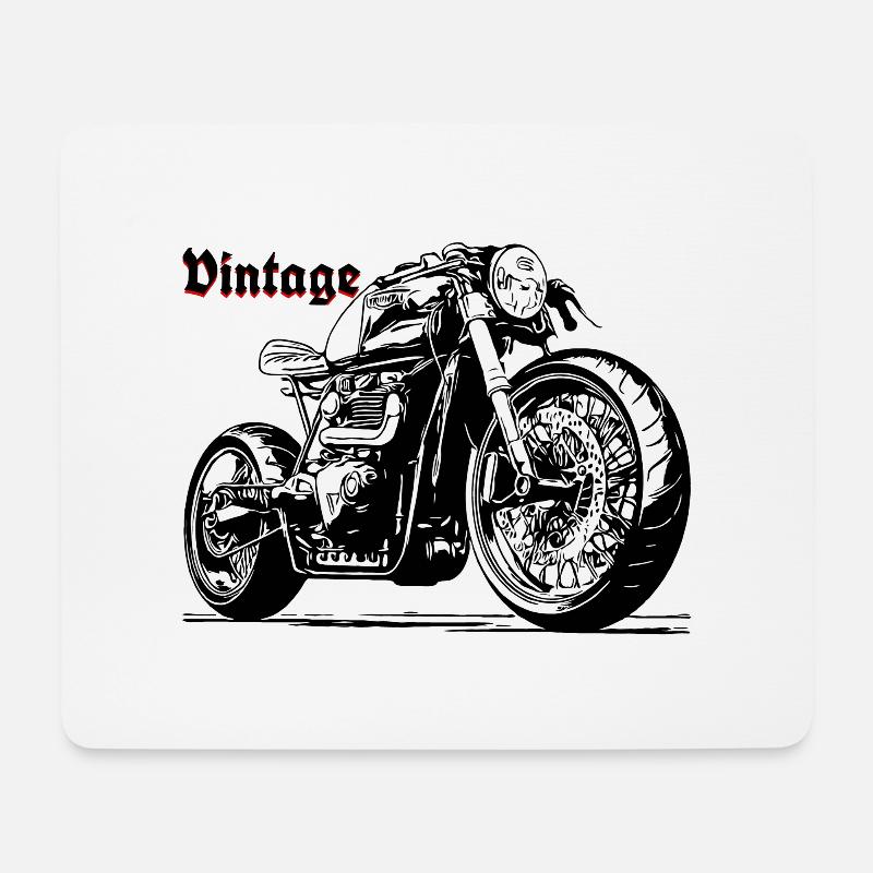 Motorrad Moto Vintage Schwarz Rot - Mousepad (Querformat) - Weiß
