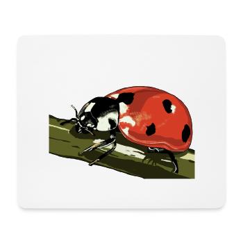 Ladybug on plant stem - Mouse Pad (horizontal) - white - Front