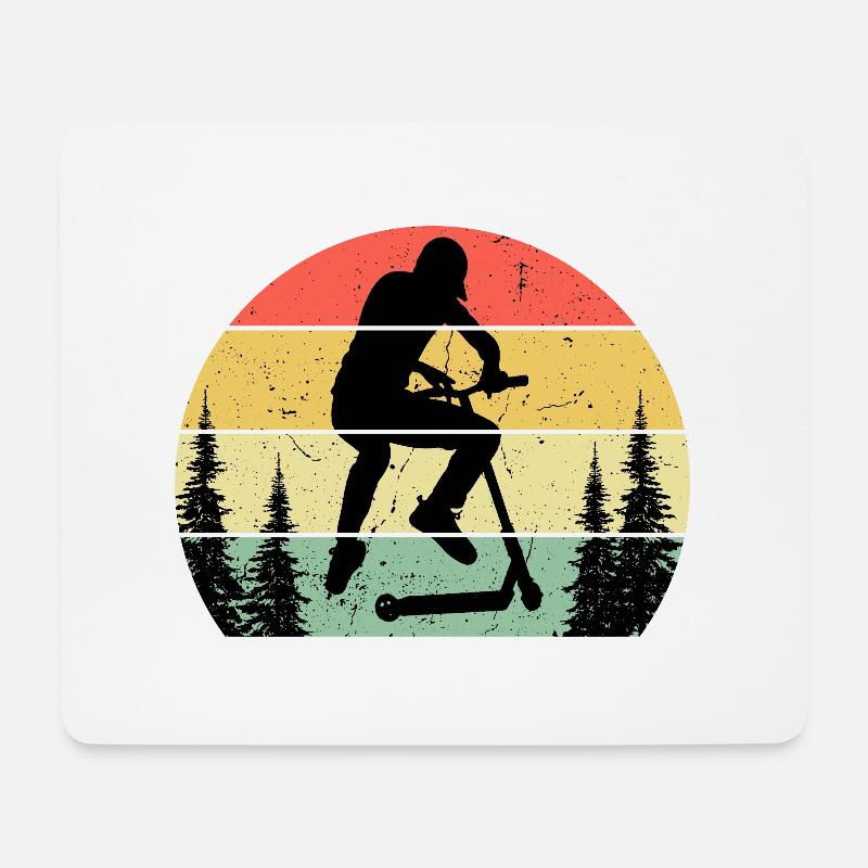 Retro Sonne Stuntscooter Stunt Roller - Mousepad (Querformat) - Weiß