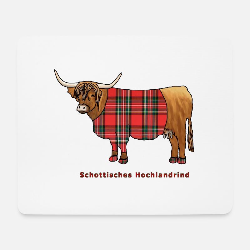 Schottisches Hochlandrind - Mousepad (Querformat) - Weiß