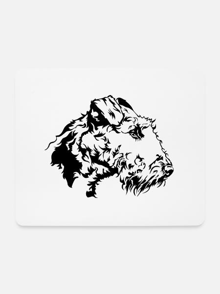 AIREDALE TERRIER Hundeportrait Hund Hunde Wilsigns - Mousepad (Querformat) - Weiß