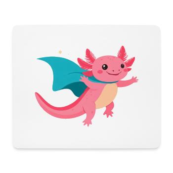 Rosa Axolotl Superheld - Süßes Comic Design Kinder - Mousepad (Querformat) - Weiß - Vorne