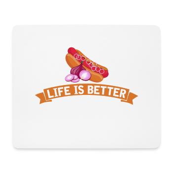Leben ist besser mit Zwiebeln Hot Dog Hotdog - Mousepad (Querformat) - Weiß - Vorne