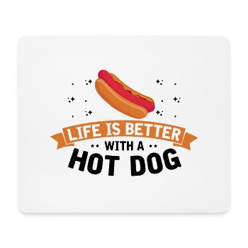 Leben ist Besser mit Hot Dog Hotdog BBQ - Mousepad (Querformat) - Weiß - Vorne