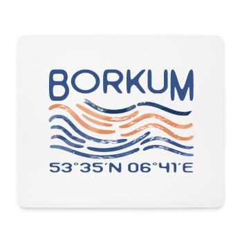 Borkum GPS Koordinaten Nordsee Insel Leuchtturm - Mousepad (Querformat) - Weiß - Vorne