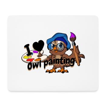 I love owl painting oil painting Ölgemälde - Mousepad (Querformat) - Weiß - Vorne