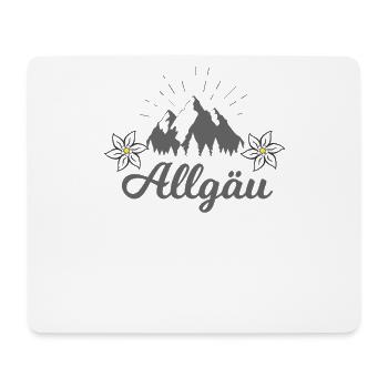 Allgäu Schriftzug mit Bergen und Edelweiss - Mousepad (Querformat) - Weiß - Vorne