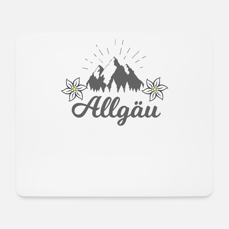 Allgäu lettering with mountains and Edelweiss - Mouse Pad (horizontal) - white