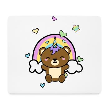 Unicorn Bear Teddy Rainbow Kawaii Bear - Mouse Pad (horizontal) - white - Front