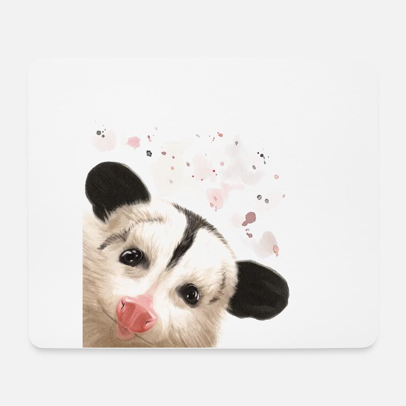 Neugieriges Opossum - Mousepad (Querformat) - Weiß