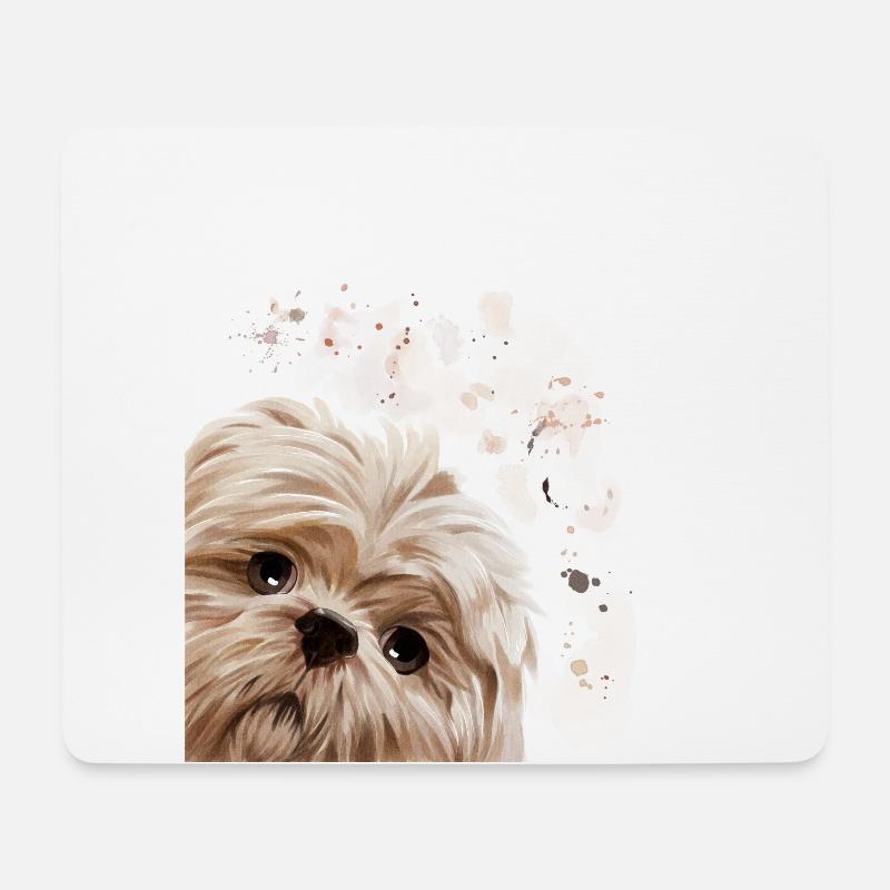 Hund Neugieriges Shih Tzu - Mousepad (Querformat) - Weiß