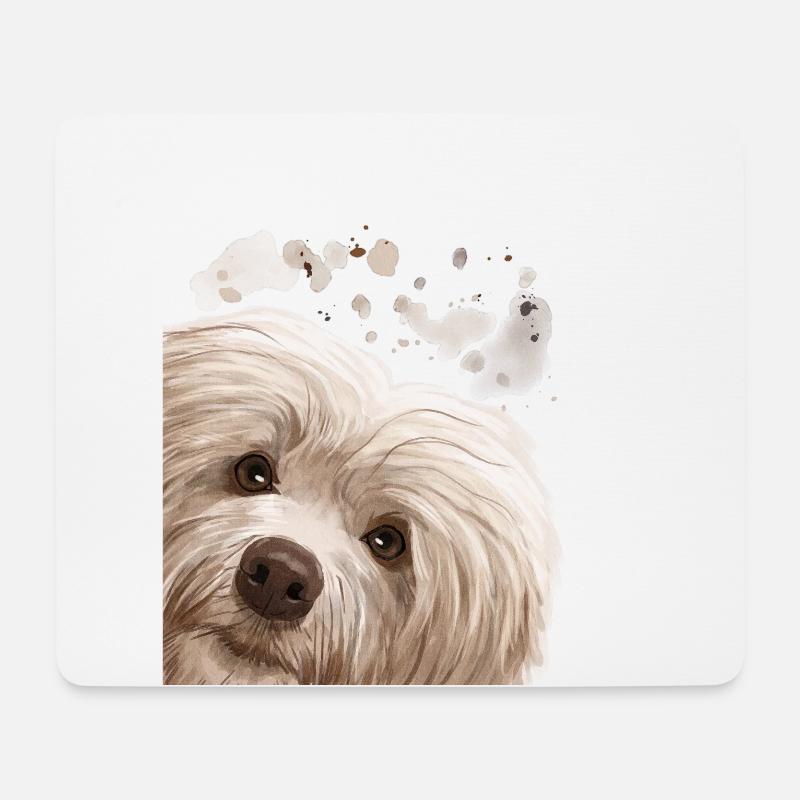Neugieriger Havaneser Hund - Mousepad (Querformat) - Weiß