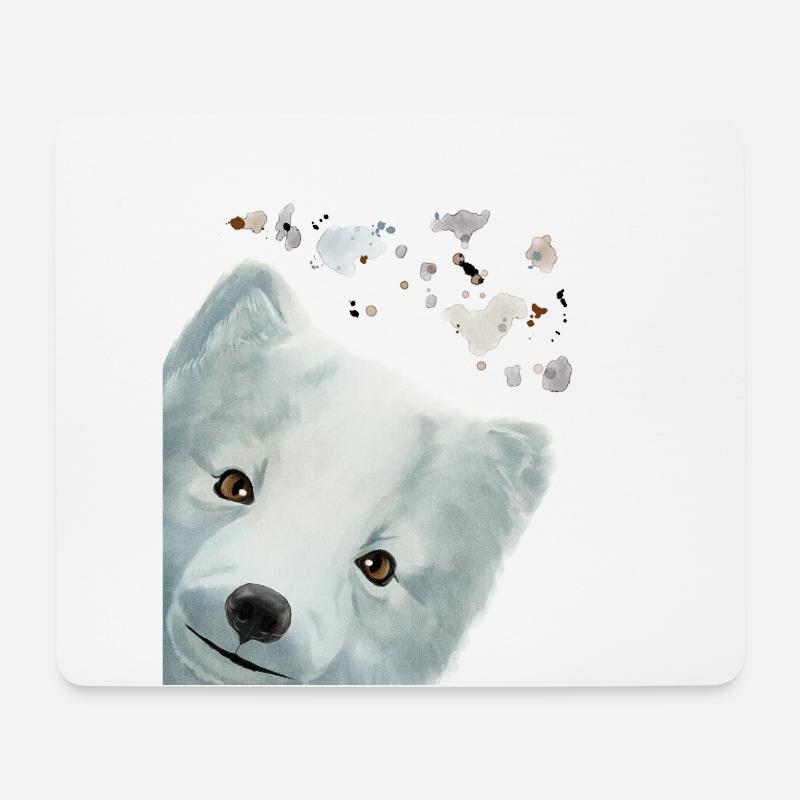 Neugieriger Polarfuchs - Mousepad (Querformat) - Weiß