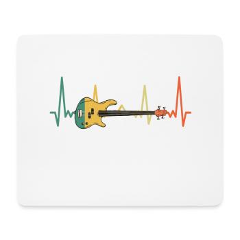 Bass Guitar Heartbeat - Gift for Bassists - Mouse Pad (horizontal) - white - Front