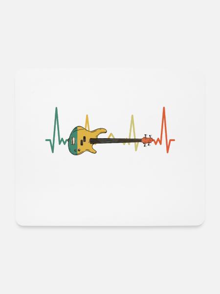 Bass Gitarre Herzschlag - Geschenk für Bassisten - Mousepad (Querformat) - Weiß