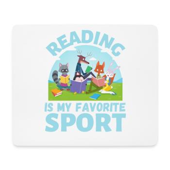 reading is my favorite sport animal reading books - Mouse Pad (horizontal) - white - Front