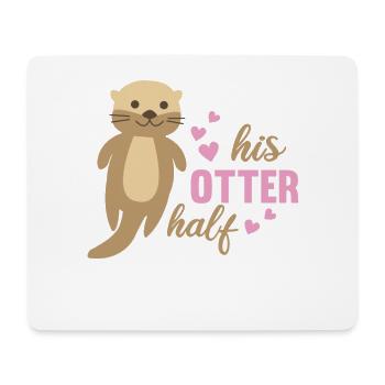 sa loutre moitié douce loutre aime le cœur romantique - Tapis de souris (format paysage) - blanc - Devant