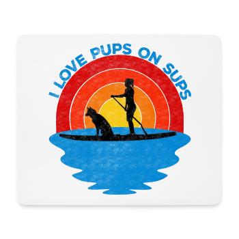 I love pups on SUPs für Stand Up Paddler mit Hund - Mousepad (Querformat) - Weiß - Vorne