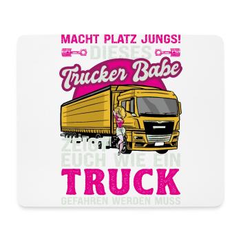 Trucker Babe Zeigt Euch Man Einen Truck Fährt - Mousepad (Querformat) - Weiß - Vorne