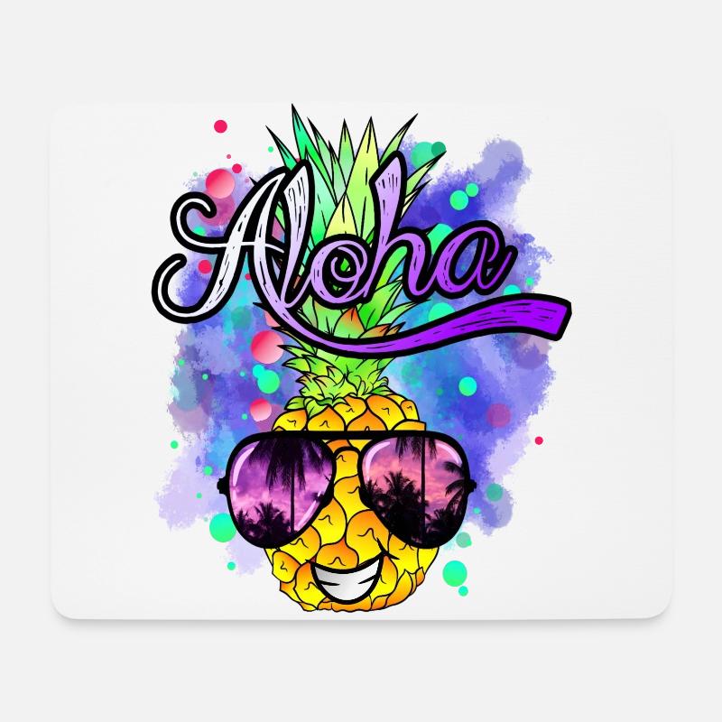lustige Ananas cool und farbenfroh - Mousepad (Querformat) - Weiß