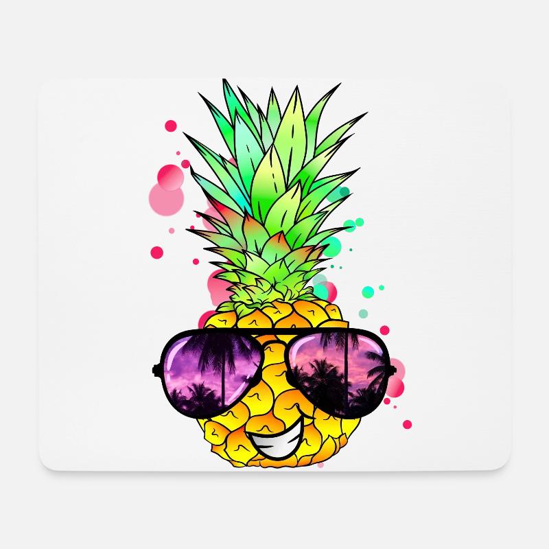 Ananas cool bunt spritzig - Mousepad (Querformat) - Weiß