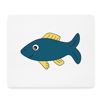 blauer Fisch Comic Fisch - Mousepad (Querformat) - Weiß - Vorne
