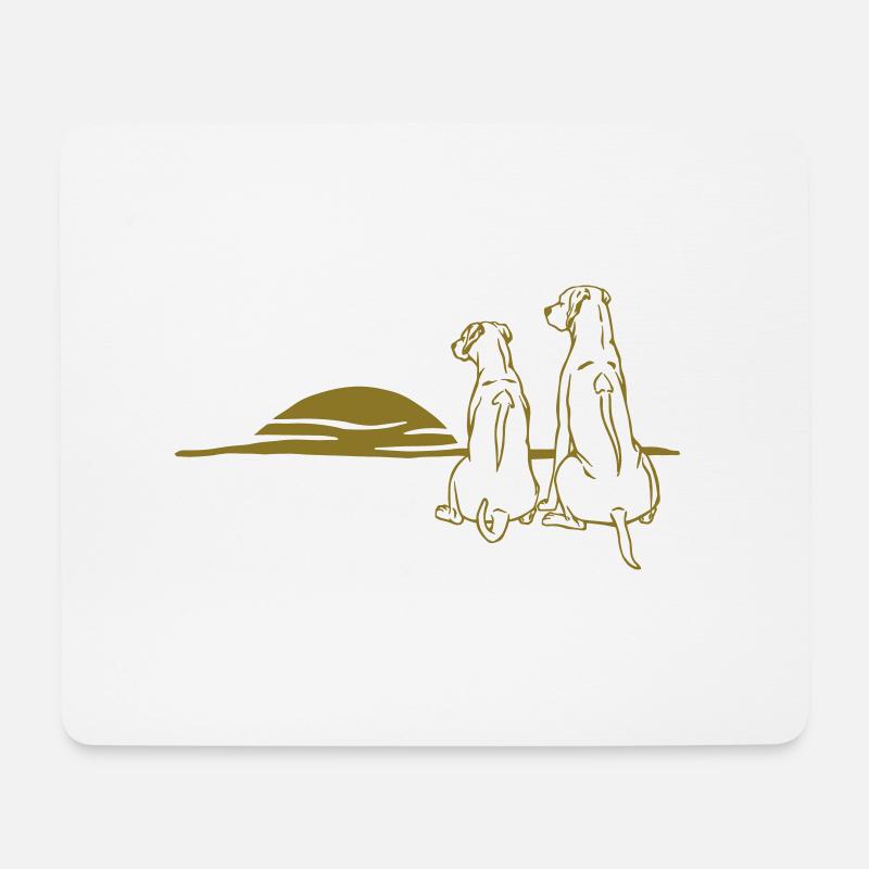 2 Rhodesian Ridgebacks - Mousepad (Querformat) - Weiß