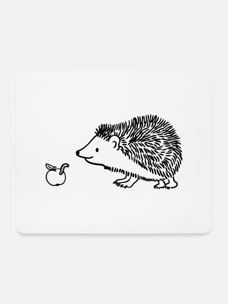 Igel mit Apfel - Hintergrund weiss - Mousepad (Querformat) - Weiß