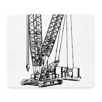 Grue à chenilles crawler noir 1600 600 - Tapis de souris (format paysage) - blanc - Devant