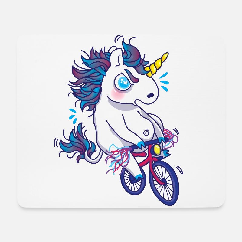 Süß Einhorn Tier Fahrrad Geschenk idee witzig - Mousepad (Querformat) - Weiß